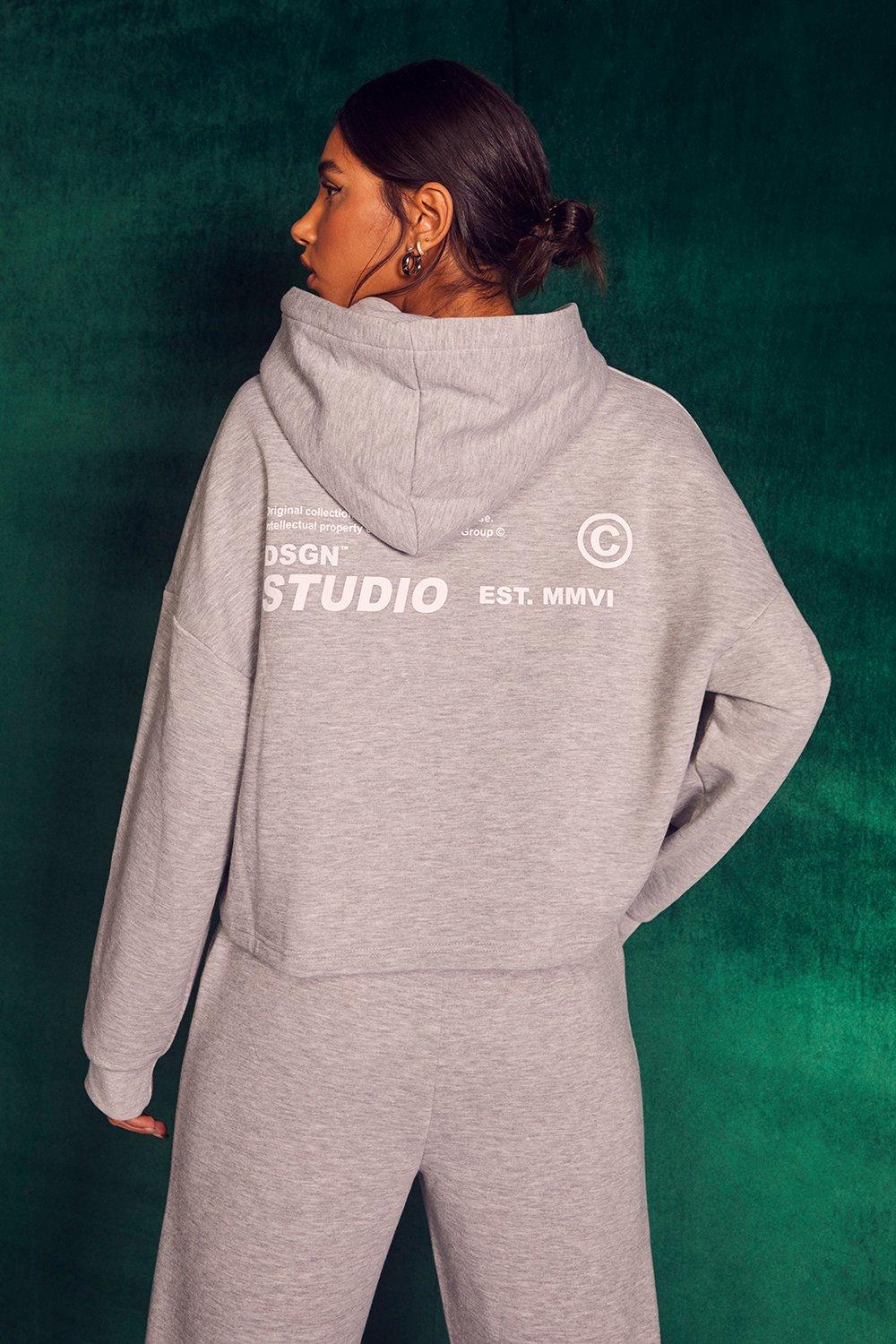 Grey branded hoodie sale